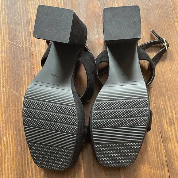 Black 5" High Block Heel 1.5"PLATFORM Open Toe Shoes WOMEN Size 9.5 - Picture 9 of 12